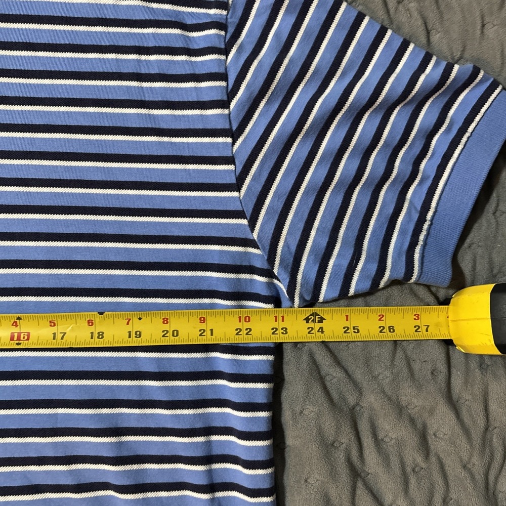 Polo Ralph Lauren Mens XL Blue‎ Striped Short Sleeve Cotton Pique Polo Shirt - Picture 6 of 7